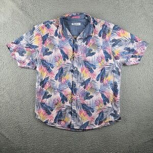 Tommy Bahama Button Up Shirt Mens XL Short Sleeve Cotton Hawaiian Floral